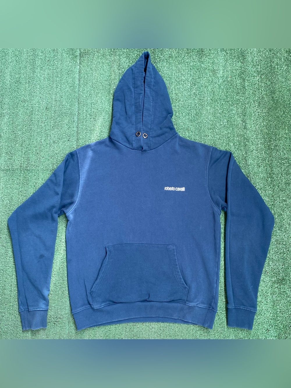 Roberto Cavalli Blue Hooded Pullover Sweatshirt